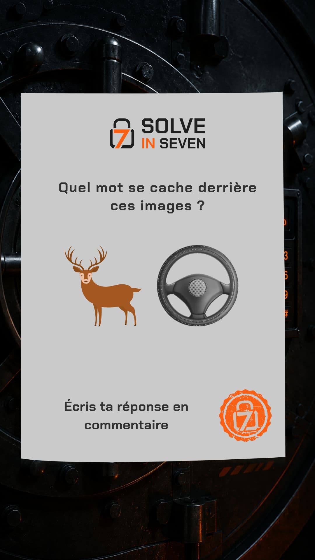 Image de l’énigme Rébus : un animal et un volant