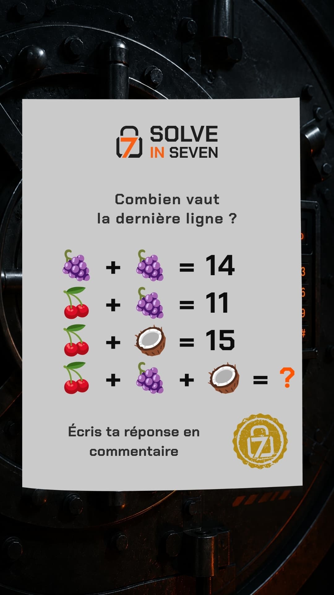 Image de l’énigme Raisin, cerise, coco : combien ?